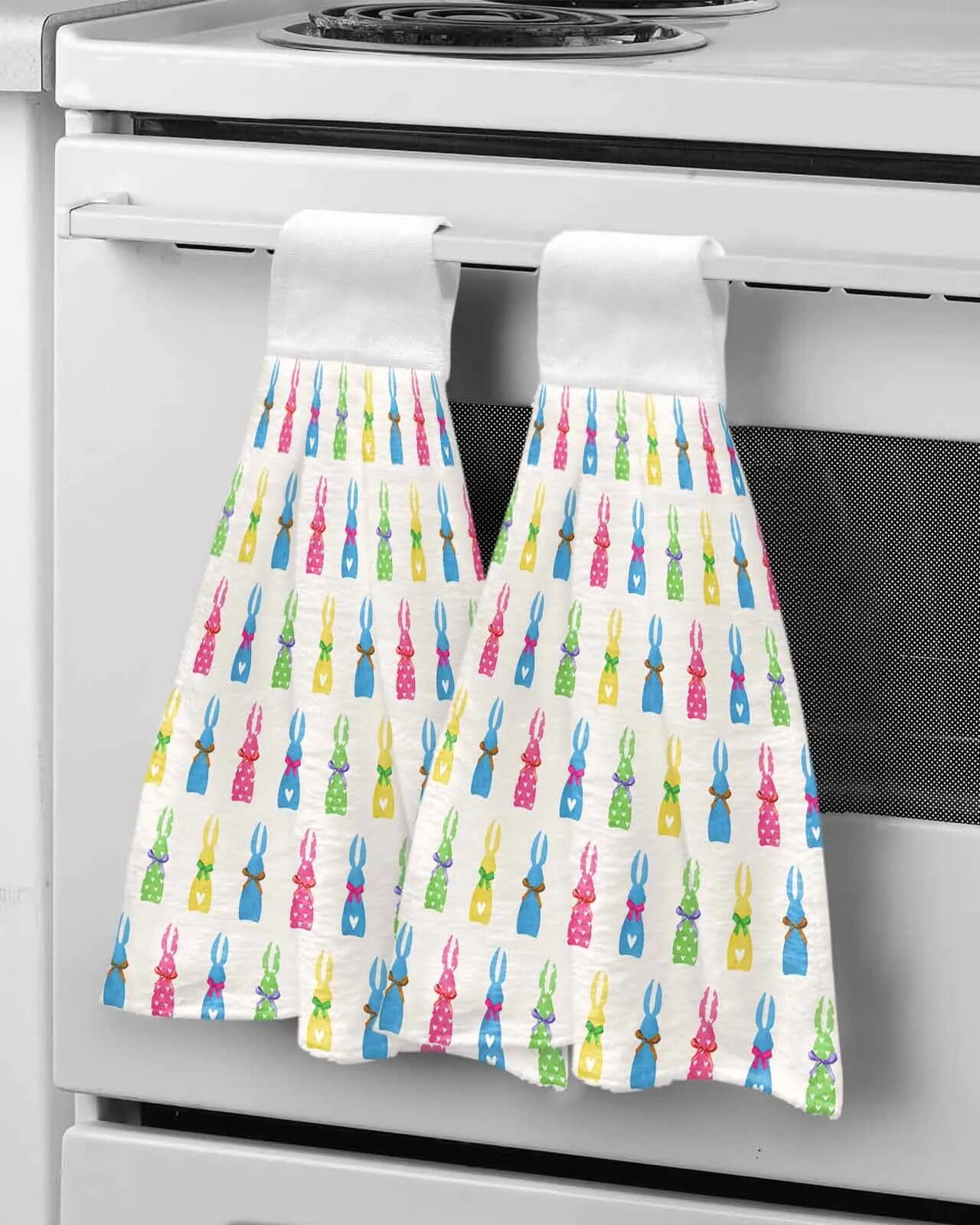 Easter Colorful Bunny Hand Towels Kitchen Bathroom Hanging Cloth Quick ...