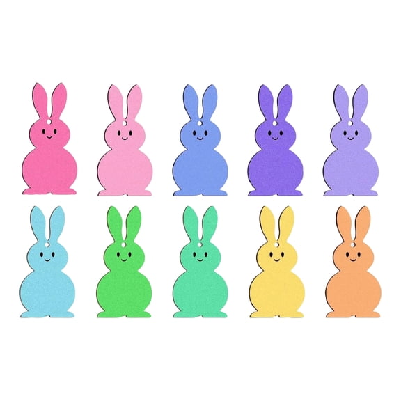 Easter Colorful Bunny-Shaped Cutout Tags With Strings Decor For Gift Wrapping & Party