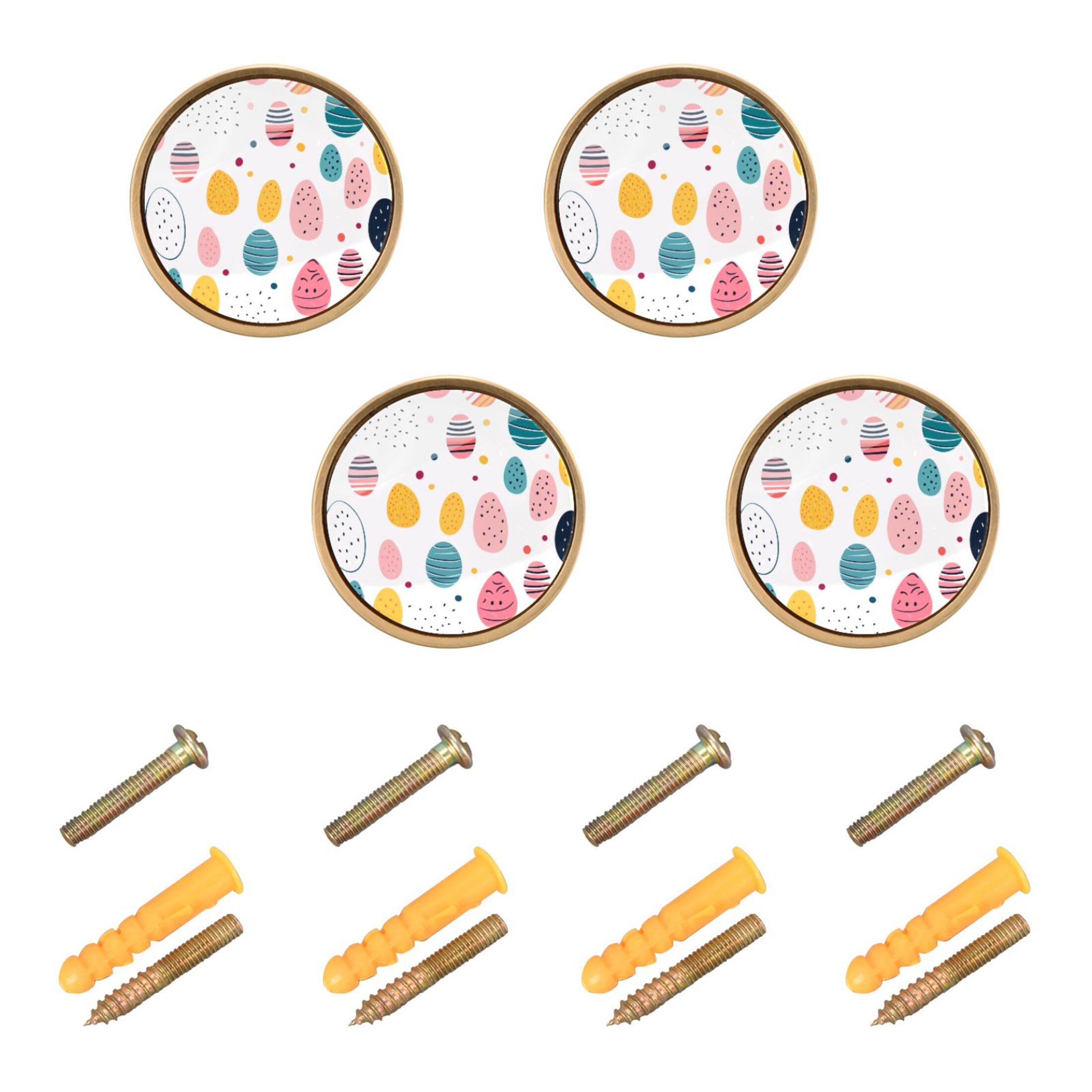 Easter Colorful Eggs Knobs Kitchen Drawers Knobs Door Round