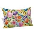 thumbnail image 1 of Easter Colorful Eggs Pillow Covers, Linen Long Throw Pillow Case, Spring Floral Polka Dot Green Striped Holiday Pillow Protector Decorative Cushion Cover for Living Room/Bedroom 20" x 36", 1 of 8