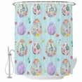 thumbnail image 1 of Easter Colorful Eggs Shower Curtain, Waterproof Shower Curtains for Bathroom, Spring Flowers Leaves Country Plants Blue Washable Fabric Bathtub Curtain Set Bath Decor with 12 Hooks 48"x72", 1 of 8
