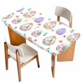 thumbnail image 1 of Easter Colorful Eggs Table Cloths for 3 Foot Rectangle Tables, Spring Flowers Leaves Country Plants Patio Waterproof Elastic Fitted Tablecloths, Washable Rectangular Table Cover for Camping, 1 of 8