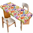 thumbnail image 1 of Easter Colorful Eggs Table Cloths for 8 Foot Rectangle Tables, Farmhouse Floral Polka Dot Patio Waterproof Elastic Fitted Tablecloths, Washable Rectangular Table Cover for Camping, 1 of 8