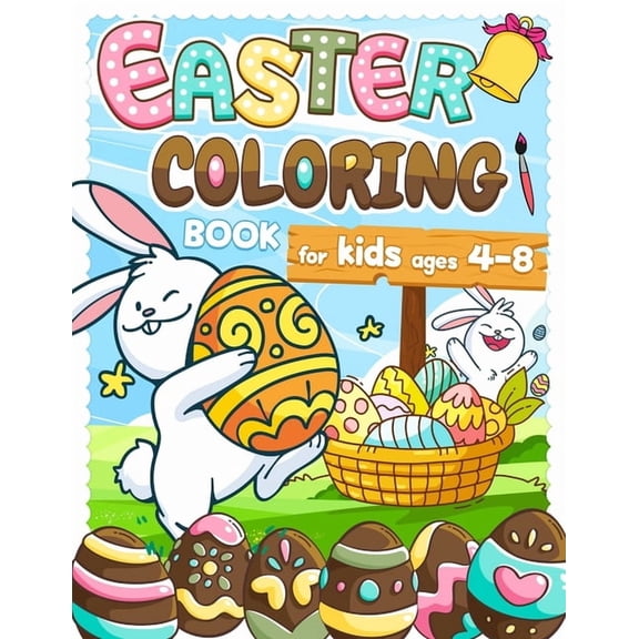 Easter Coloring Book for Kids ages 4-8: 44 Funny Animals with their Easter Eggs to color - Easter activity book for girl, (Paperback)