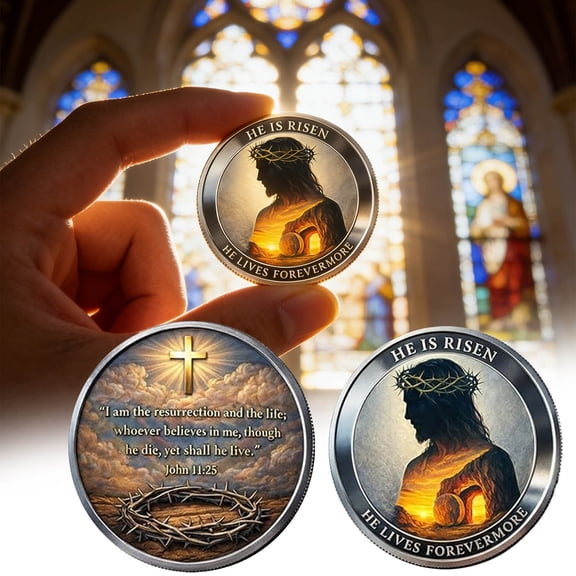 Easter Commemorative Souvenir for Savior Metal Keepsake Ornament for Spring Holiday Religious Gift Party Decorations and Easter Supplies