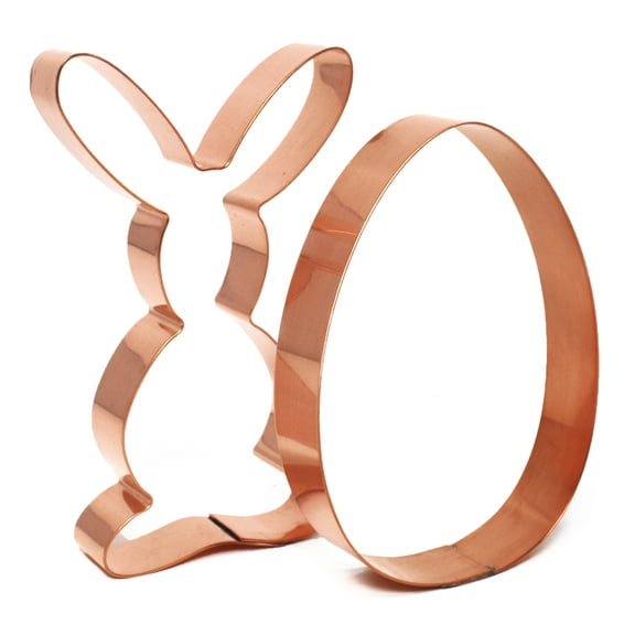 Easter Cookie Cutter Pair 4.5 inch Tall Bunny / 4 inch Egg - Handcrafted Copper Cookie Cutter by The Fussy Pup
