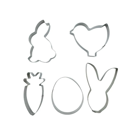 Easter Cookie Cutters, 5-Piece Carrot Egg Bunny Shapes Metal Stainless Sets for Baking
