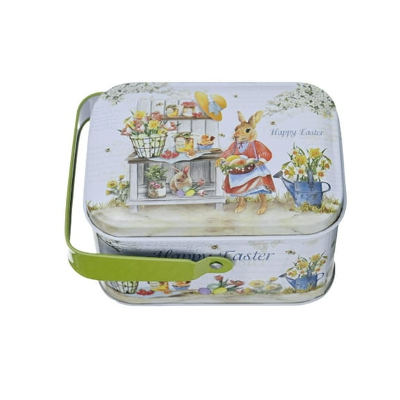 Easter Cookie Tin with Lids and Handle, Food Storage Box for Homemade Cookies, Candy Container for Wedding, Easter, Holiday Party Favors