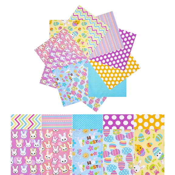 Easter Cotton Fabric Clothing Accessories Square Mixed Color 250x250x0.3mm 10pcs/set