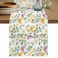 thumbnail image 1 of Easter Cotton Linen Table Runner for Dining Kitchen, Spring Floral Daisy Flowers Butterflies Watercolor Wedding Outdoor Party Tablerunners, Dresser Scarf Coffee Tablecloth Runners 13x120 Inches, 1 of 9