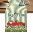 thumbnail image 1 of Easter Cotton Linen Table Runner for Dining Kitchen, Spring Green Stripes Easter Eggs Bunny Red Truck Wedding Outdoor Party Tablerunners, Dresser Scarf Coffee Tablecloth Runners 13x60 Inches, 1 of 8