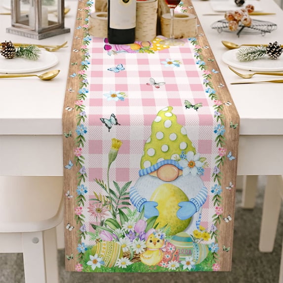 Easter Cotton Table Runner Table Flag Decoration Holiday Printed Linen Tablecloth Easter Decor Wedding Decor 13x70inch