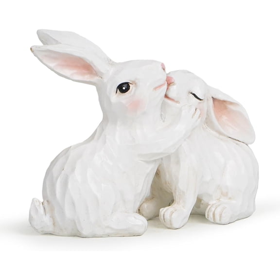 Easter Couple Bunny Decorations Spring Indoor Home Decor Electroplated European Mini Bunny Figurines Couple Gifts(Couple Bunny White)