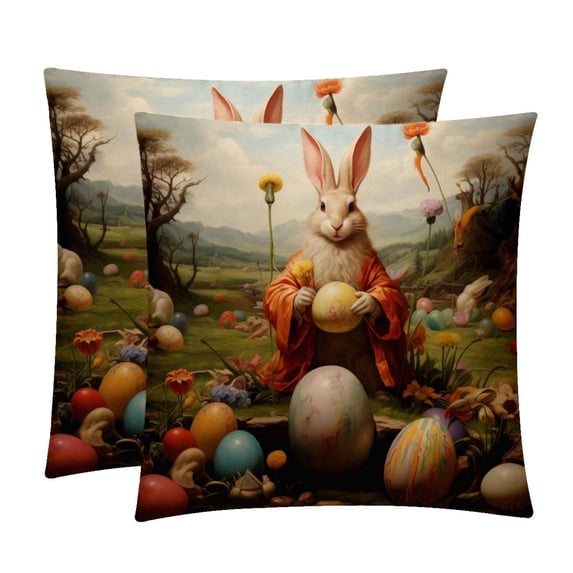 Easter Covers Pillows Set of 2 with Unique Patterns, Throw Pillow Inserts for Bed or Couch, Available in 16x16, 18x18, 20x20 Inches for Any Occasion