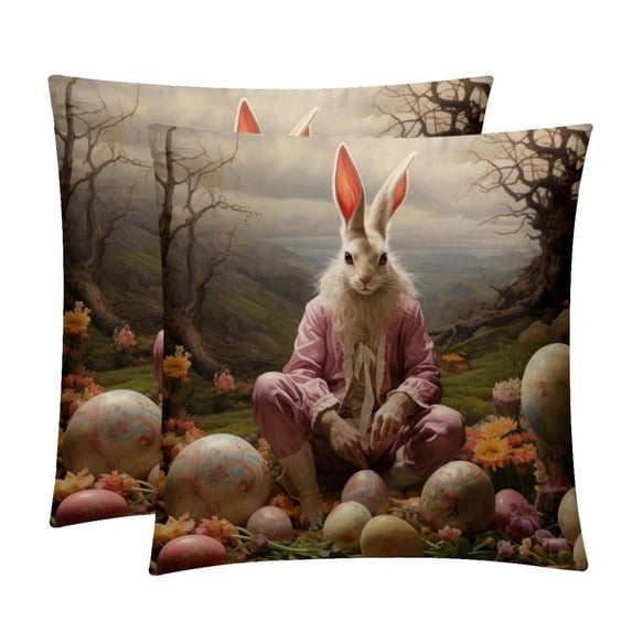 Easter Covers Set of 2 with Unique Patterns for Bed, Chair Pillow Covers, Decorative Pillows - Available in 16x16, 18x18, 20x20 Inchesfor Various Occasions
