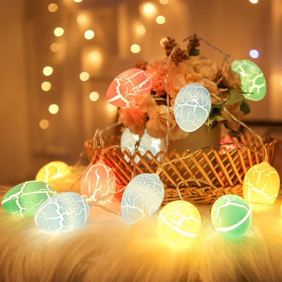 Easter Cracked Egg Hanging Lights - Star Shaped Colorful Decorative String Lights, Fun 6-15Yrs Room Holiday Scene Layout Decor, Festive Indoor Outdoor Easter Party Lighting Accents, 1set