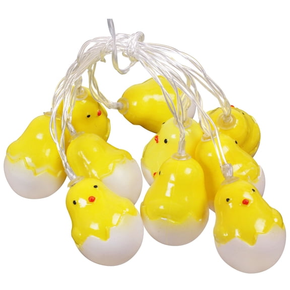 Easter Cracked Eggs Small Yellow Chicken Rabbit String Lights for Holiday Decoration Waterproof Portable