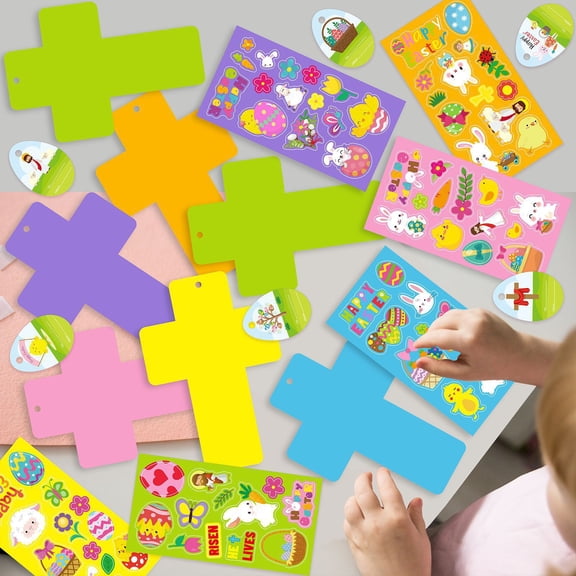 Easter Craft Kit For , Diy Resurrection Scene Decorations, Set Of 1 Easter Egg Card Sticker Set, Sunday School Classroom Activity(Multicolor)