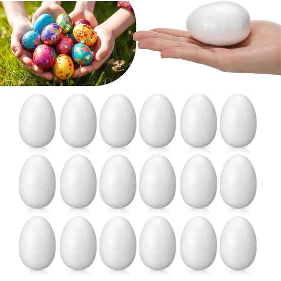 Easter Craft Making Eggs,3.5inch Handmade Foam Egg,Smooth DIY Painting Eggs,White Solid Eggs,for Easter Halloween Party School Home Art Projects Set of 20