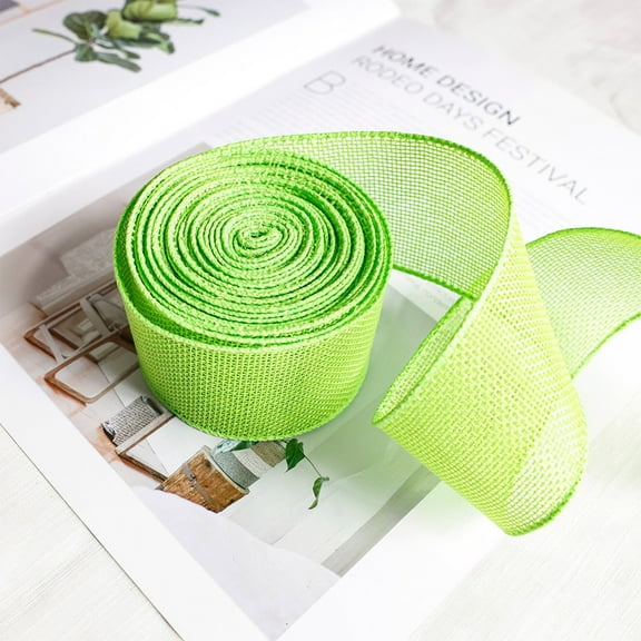 Easter Craft Ribbon, 196.85in Wired Bow Making Spool for Gift Wrapping and DIY Holiday Decor, 5cm Wide Decorative Trim (Green)