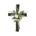 thumbnail image 1 of Easter Cross Artificial Flower Wall Hanging Wreath, Front Door Decoration With Symbolic Design And Lifelike Blooms, Rustic Style For Home And Event Ambiance, 1 of 6