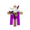 thumbnail image 1 of Easter Cross Door Hanging Ornament, Rattan Wrapped Cross with White Lily & Purple Ribbon Spring Decor for Indoor/Outdoor Front Door, Porch & Wall, 1 of 5