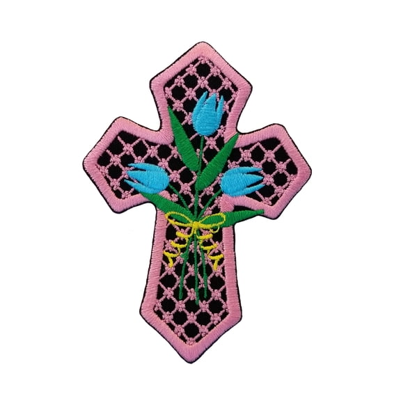 Easter Cross Embroidered Sew/Iron On Patch