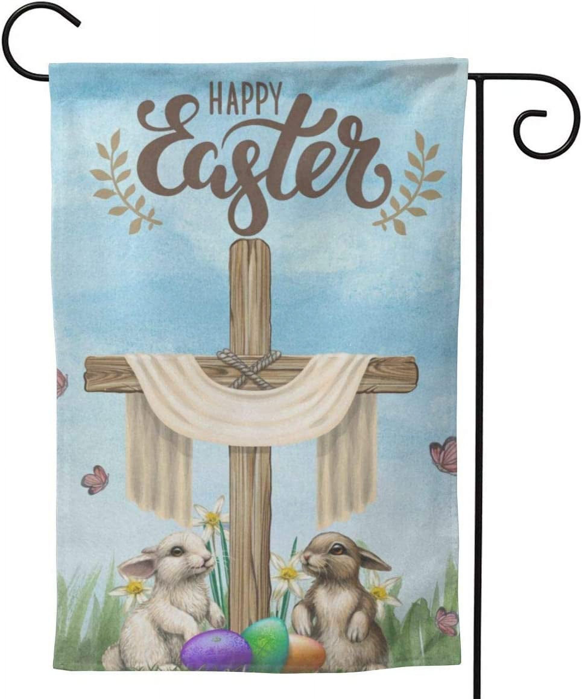 Easter Cross He Is Risen Garden Flag Double Sided Vertical House Flags