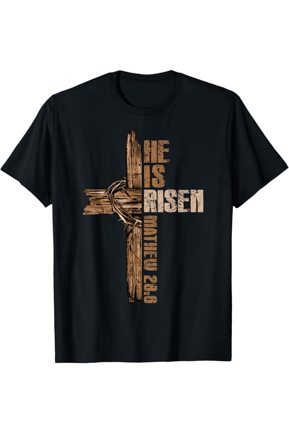 Easter Cross He Is Risen Jesus Christian Happy Easter Men T-Shirt