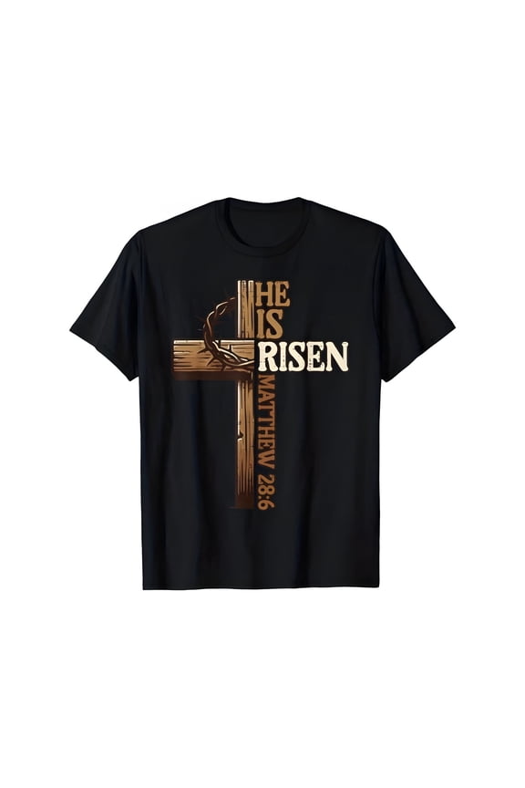Easter Cross He Is Risen Jesus Christian Men Women Boys Girls Youth T-Shirt for Men Women Couple
