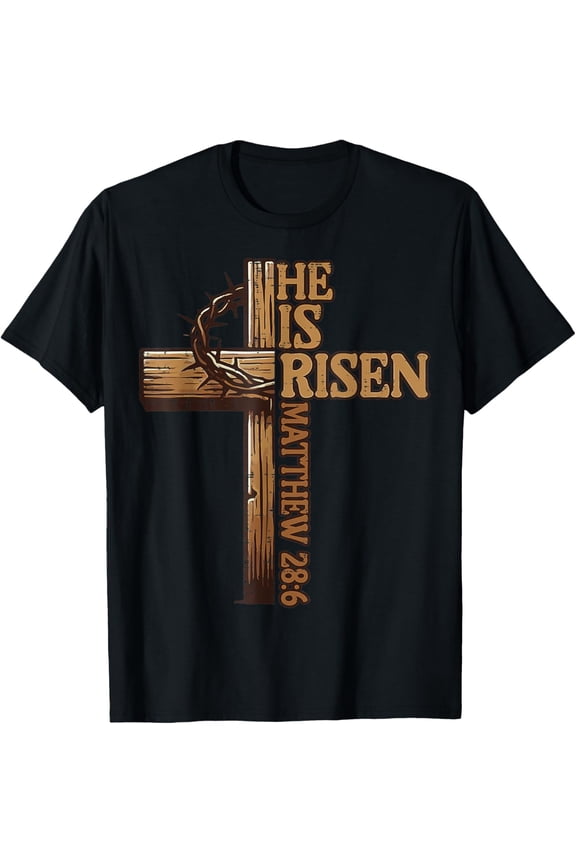 Easter Cross He Is Risen Jesus Christian Men Women Kid Youth T-Shirt TShirt