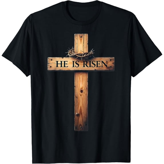 Easter Cross He Is Risen Jesus Christian Men Women Kid Youth T-Shirt