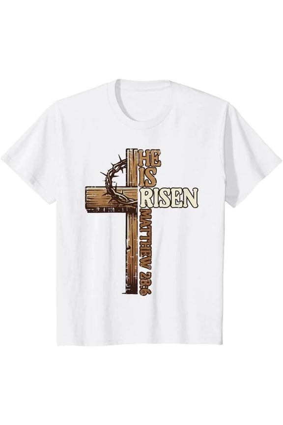 Easter Cross He Is Risen Jesus Resurrection Christian Faith Unisex T-Shirt, S - 5XL