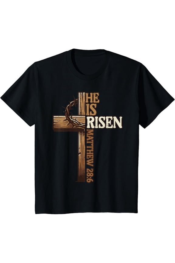 Easter Cross He is Risen Jesus Christian Boys Kid Youth T-Shirt