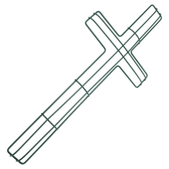 Raindrops Metal Cross Wreath Frame Green Decorative Wall Mount for Seasonal Decoration