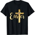 thumbnail image 1 of Easter Cross, Religious Easter Gold Christian Cross T-Shirt, 1 of 4