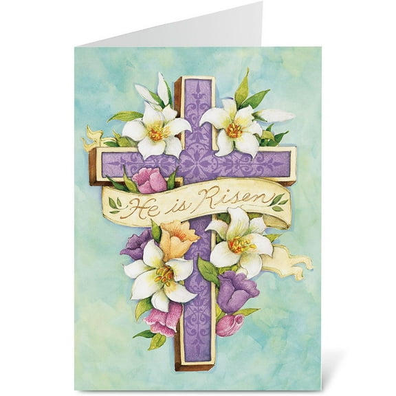 Easter Cross Scripture Easter Greeting Cards - Set of 8, 5" x 7", Religious Easter Card, Current