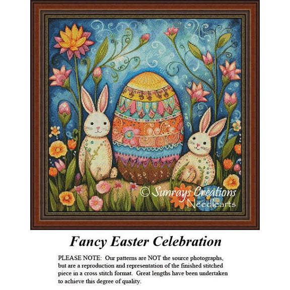 Easter Cross Stitch Pattern | Fancy Easter Celebration (Pattern Only, You Provide The Floss and Fabric)
