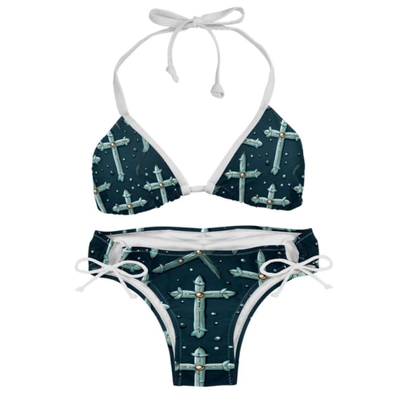 Easter Cross Women's Detachable Sponge Adjustable Strap Bikini Set Swimsuit - Two-Pack for Beach Pool Party