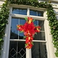 thumbnail image 1 of Easter Cross Wreath, Easter Wreath for Front Door, Hanging Cross Sign Wreath with Lily Flowers, Artificial Spring Wreath Easter Decoration, for Door Decor Home Wall Wedding Outside Festival [Red], 1 of 9