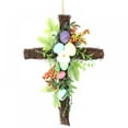 thumbnail image 1 of Easter Cross Wreath Hanging Easter Holiday Cross Seasonal Decor for Front Door, 1 of 9
