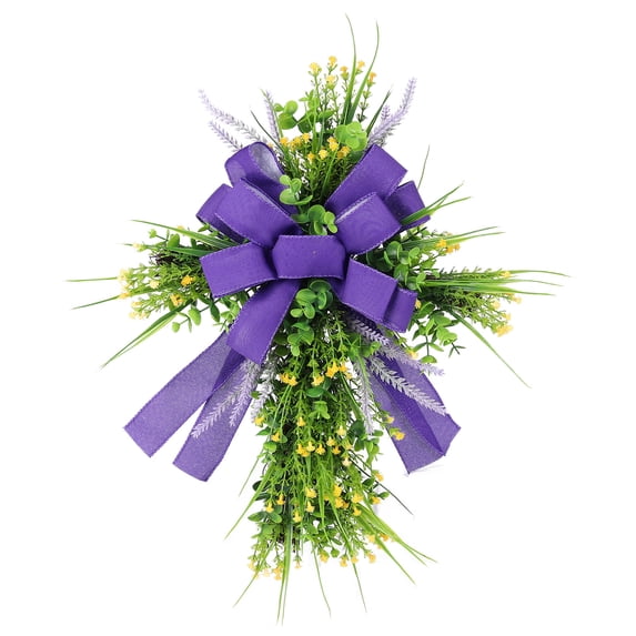 Easter Cross Wreath,Spring Artificial Green White Daisy Lily Flower Wreath for Front Door,Easter Eggs Door Hanging Decoration,Home Decor for Front Porch Window Wall Farmhouse Indoor Outdoor