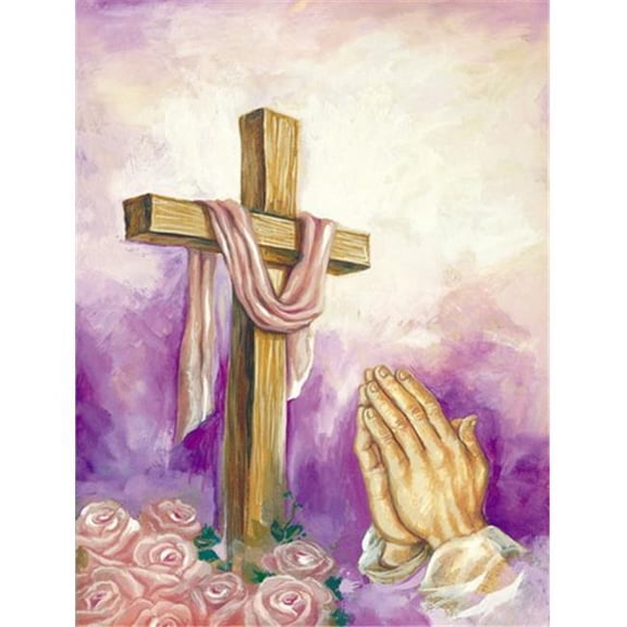Easter Cross with Praying Hands Flag Canvas House Size