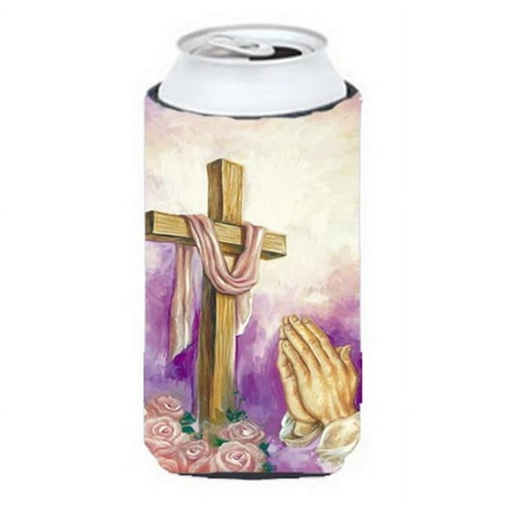 Easter Cross with Praying Hands Tall Boy Can cooler Hugger