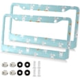 thumbnail image 1 of Easter Cute Bunny and Carrot License Plate Frame - 2 Pack Universal Stainless Steel License Plate Holder with Screws & Chrome Caps, 2 Holes Car License Plate Cover for US Vehicles Decorative, 1 of 7