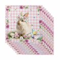 thumbnail image 1 of Easter Cute Bunny Cloth Napkins, Colorful Eggs Spring Daisy Flowers Pink Plaid Washable and Reusable Dinner Napkins Set of 8, Table Napkin for Kitchen Party Birthday Wedding Hotel 20"x20", 1 of 9