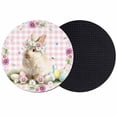 thumbnail image 1 of Easter Cute Bunny Coasters Set of 2, Absorbent Coasters for Drinks, Colorful Eggs Spring Daisy Flowers Pink Plaid Coaster for Desk Coffee Table Protection, Home Decor House Warming Gifts 4", 1 of 8