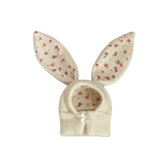 Easter Cute Bunny Ear Knit Pet Hat for Cats and Dogs - Winter Warm Headwear in Black, Adorable Rabbits Ear Decorative Accessory for Small to Medium Pets White Size:M