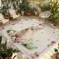 thumbnail image 1 of Easter Cute Bunny Outdoor Rug for Patio/Deck/Porch, Non-Slip Large Area Rug 3 x 5 Ft, Eggs Spring Daisy Flowers Vintage Indoor Outdoor Rugs Washable Area Rugs, Reversible Camping Rug Carpet Runner, 1 of 8