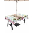 thumbnail image 1 of Easter Cute Bunny Outdoor Tablecloth - 60x120 Inch Rectangle Dining Table Cover, Eggs Spring Daisy Flowers Colorful Striped Waterproof Outdoor Table Cloth with Umbrella Hole & Zipper for Picnic/Patio, 1 of 7